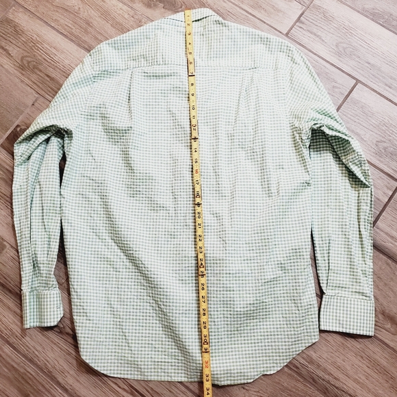 David Donahue Men's Casual Long Sleeve Shirt Green Check/ Plaid Pattern Size XL - Picture 4 of 4